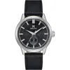 Heritor Automatic Argento Leather-band Watch In Black