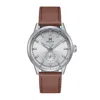 Heritor Automatic Argento Leather-band Watch In White