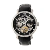 Heritor Automatic Men's Black / Silver Aries Leather-band Skeleton Watch With Moon Phase - Black, Silver In Black