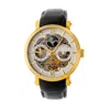 Heritor Automatic Aries Skeleton Leather-band Watch In Gold