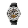 Heritor Automatic Aries Skeleton Leather-band Watch In Black