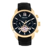 Heritor Automatic Arthur Semi-skeleton Leather-band Watch W/ Day/date In Gold/black