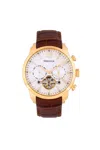 Heritor Automatic Arthur Semi-skeleton Leather-band Watch With Day & Date In Gold