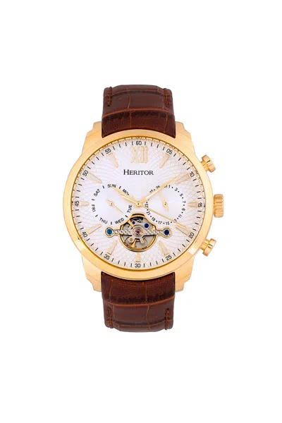 Heritor Automatic Arthur Semi-skeleton Leather-band Watch With Day & Date