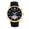 Heritor Automatic Arthur Semi-skeleton Leather-band Watch With Day & Date In Black