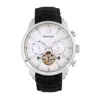 Heritor Automatic Men's Arthur Semi-skeleton Leather-band Watch With Day And Date - Silver In White