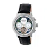 Heritor Automatic Aura Men's Semi-skeleton Leather-band Watch In Silver