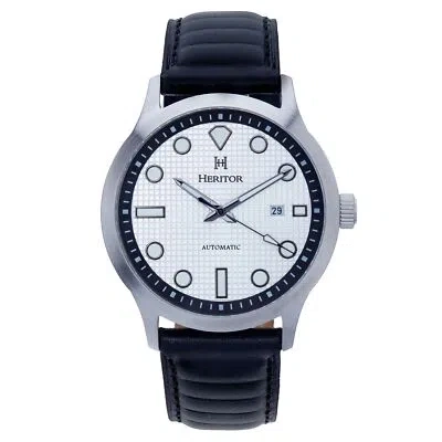Pre-owned Heritor Automatic Bradford Leather-band Watch W/date - Silver & Black