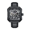 Heritor Automatic Campbell Leather-band Skeleton Watch In Black