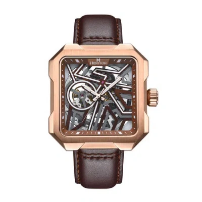Heritor Automatic Campbell Leather-band Skeleton Watch In Blue