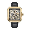Heritor Automatic Campbell Leather-band Skeleton Watch In Gold