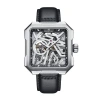Heritor Automatic Men's Black / Silver Campbell Leather-band Skeleton Watch - Black, Silver In Silver