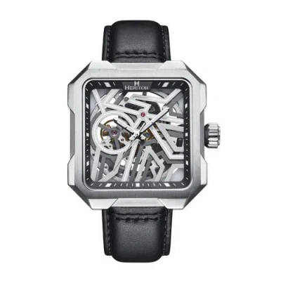 HERITOR AUTOMATIC HERITOR AUTOMATIC CAMPBELL LEATHER-BAND SKELETON WATCH