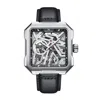Heritor Automatic Campbell Leather-band Skeleton Watch In Silver