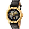 Heritor Automatic Conrad Skeleton Leather-band Watch In Gold/black