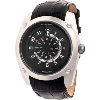 Heritor Automatic Daniels Semi-skeleton Leather-band Watch In Black