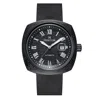 Heritor Automatic Davenport Engraved-case Leather-band Watch W/ Date In Black