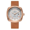 Heritor Automatic Davenport Engraved-case Leather-band Watch W/ Date In Rose Gold/light Brown