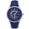 Heritor Automatic Davies Semi-skeleton Leather-band Watch - Silver/navy In Blue