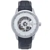 Heritor Automatic Davies Semi-skeleton Leather Band Watch In White