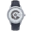 Heritor Automatic Davies Semi-skeleton Leather Band Watch In Silver/white
