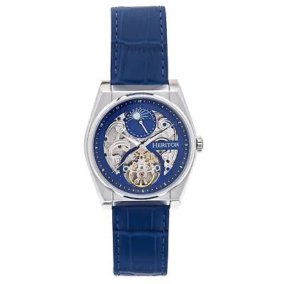 Pre-owned Heritor Automatic Daxton Skeleton Watch - Blue