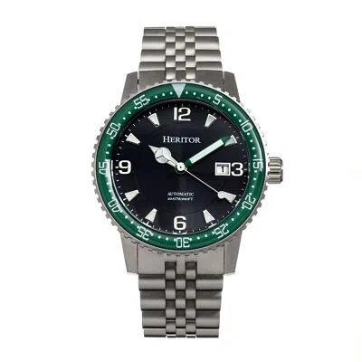 Pre-owned Heritor Automatic Dominic Bracelet Watch W/date - Green/black