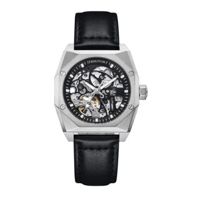Heritor Automatic Elliott Leather-band Watch In Black