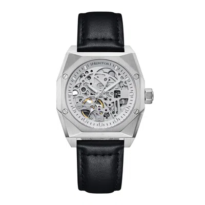 Heritor Automatic Elliott Leather-band Watch In White