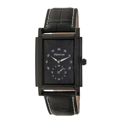 Pre-owned Heritor Automatic Frederick Leather-band Watch - Black