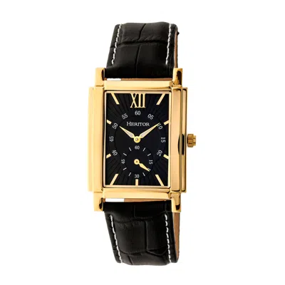 Heritor Automatic Frederick Leather-band Watch In Gold