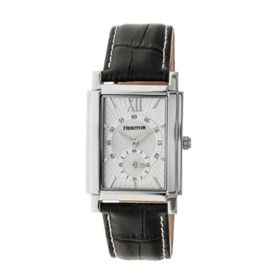 Heritor Automatic Frederick Leather-band Watch In Silver