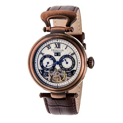 Pre-owned Heritor Automatic Ganzi Semi-skeleton Leather-band Watch - Bronze