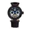 Heritor Automatic Ganzi Semi-skeleton Leather-band Watch In Black