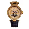 Heritor Automatic Ganzi Semi-skeleton Leather-band Watch In Gold