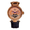Heritor Automatic Ganzi Semi-skeleton Leather-band Watch In Rose Gold