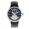 Heritor Automatic Men's Black / Silver Gregory Semi-skeleton Leather-band Watch With Moon Phase - Black, Silver In Black