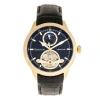 Heritor Automatic Men's Black / Gold Gregory Semi-skeleton Leather-band Watch With Moon Phase - Black, Gold In Gold/black
