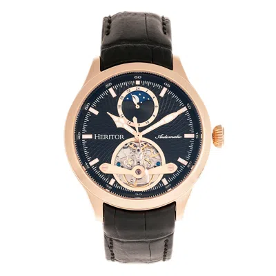 Heritor Automatic Gregory Semi-skeleton Leather-band Watch In Multi
