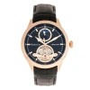 Heritor Automatic Gregory Semi-skeleton Leather-band Watch In Rose Gold/black