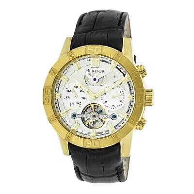 Pre-owned Heritor Automatic Hannibal Semi-skeleton Leather-band Watch - Gold/silver