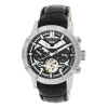 Heritor Automatic Men's Silver / Black Hannibal Semi-skeleton Leather-band Watch With Day And Date - Black, Silver In Silver/black