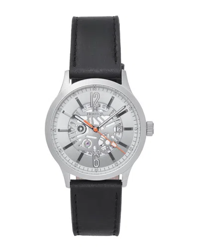 Heritor Automatic Dayne Leather-band Watch W/date In Grey