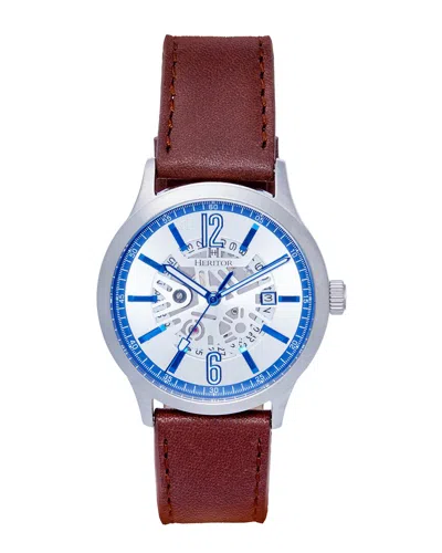 Heritor Automatic Dayne Leather-band Watch W/date In White