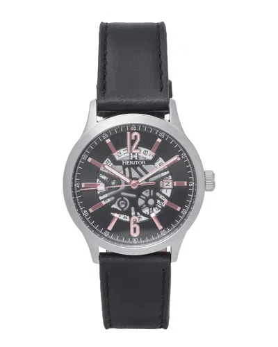 Heritor Automatic Dayne Leather-band Watch W/date In Multi