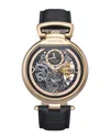 Heritor Automatic Lincoln Leather-band Skeleton Watch With Moon Phase