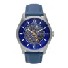 Heritor Automatic Jonas Leather-band Skeleton Watch In Blue