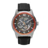 Heritor Automatic Jonas Leather-band Skeleton Watch In Orange