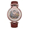 Heritor Automatic Lincoln Leather-band Skeleton Watch With Moon Phase In Brown