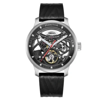 Heritor Automatic Marcell Skeleton Dial Automatic Watch In Black